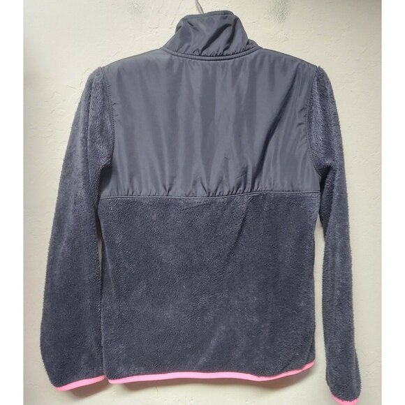 Old Navy 14 XL Full Zip Fleece Jacket Black & Pink High Neck Faux Fur Girls - Picture 2 of 6